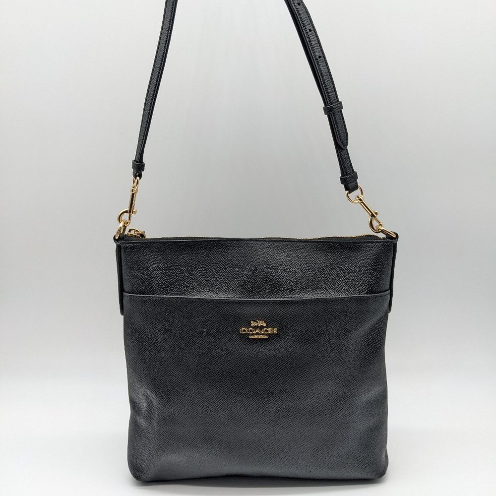 Coach Black Leather Crossbody with Gold Hardware